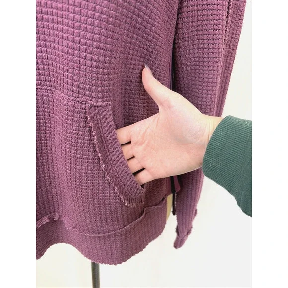 NWT XCVI Purple Thermal Hooded Long Sleeve Knit Top #0649 Size XL - Picture 7 of 8